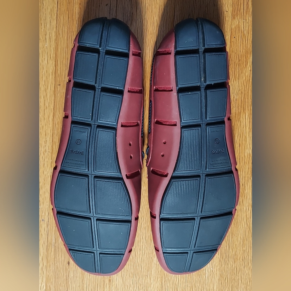 SWIMS MEN'S RED RUBBER & MESH LACE BRAIDED BOAT SLIP-ON CASUAL LOAFERS SIZE 13 - Picture 12 of 13